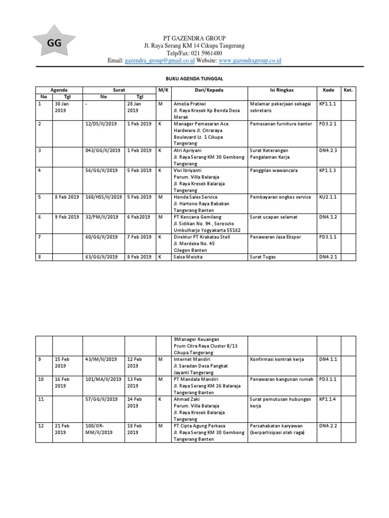 Buku Agenda Tunggal