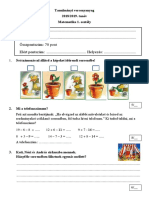 Matematika 1. Osztaly Feladatlap-2019