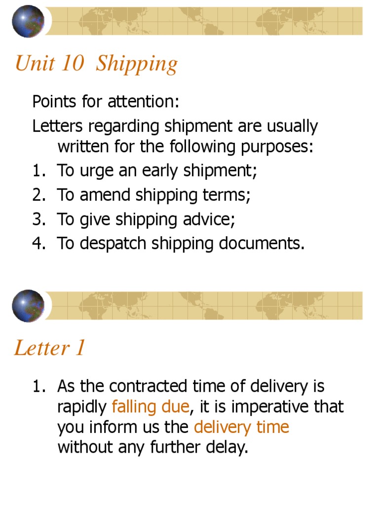 Unit 10 Shipping | PDF | Government | Business