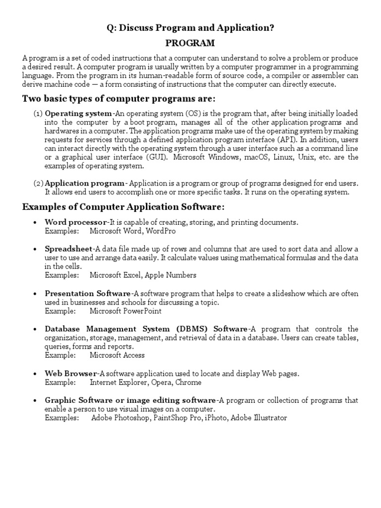 Difference between programs and applications | PDF | Computer Program ...