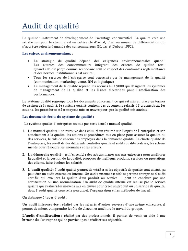 Audit qualité et normes ISO 9000 | PDF | Management de la qualité | Audit