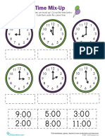 Time Mix-Up: The Times Are Mixed Up! Cut Out The Times Below. Paste Them Under The Correct Time