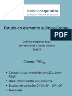 Estudo do elemento químico Cromo: sínteses, propriedades e aplicações