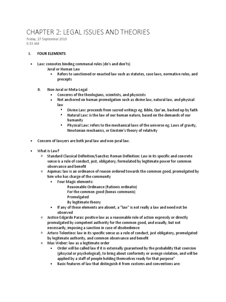 Chapter 2 Legal Issues and Theories | PDF | Jurisprudence | Positivism