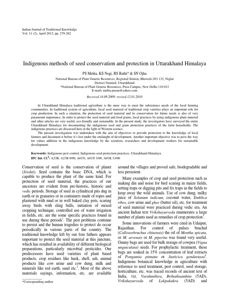Indigenous Seed Protection in Uttarakhand | PDF | Cereals | Rice