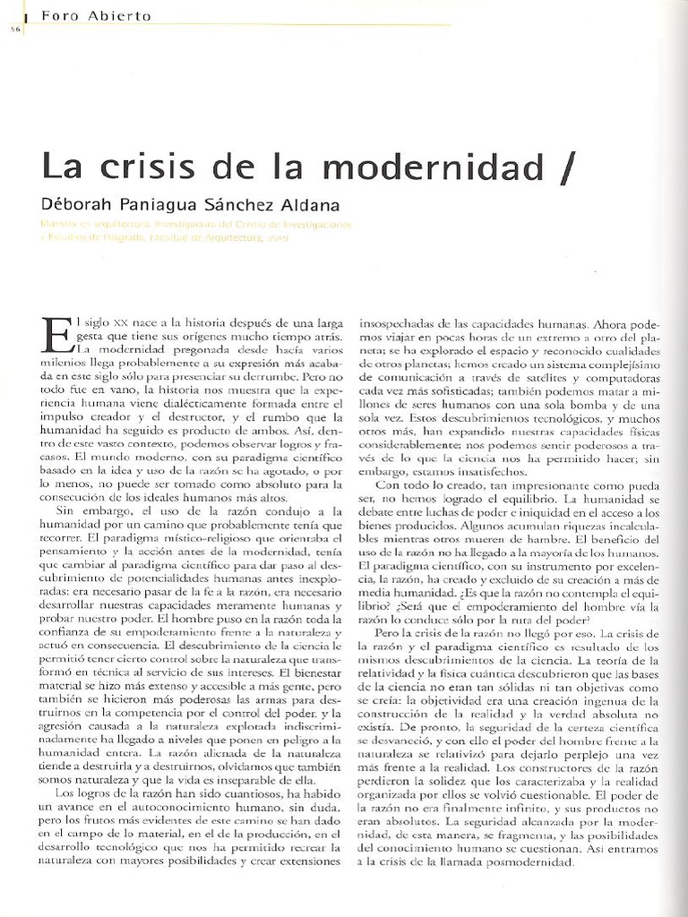 La Crisis de La Modernidad | PDF