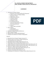 Content: Training and Placement Department Summer Training Instructions Manual For 2019-20