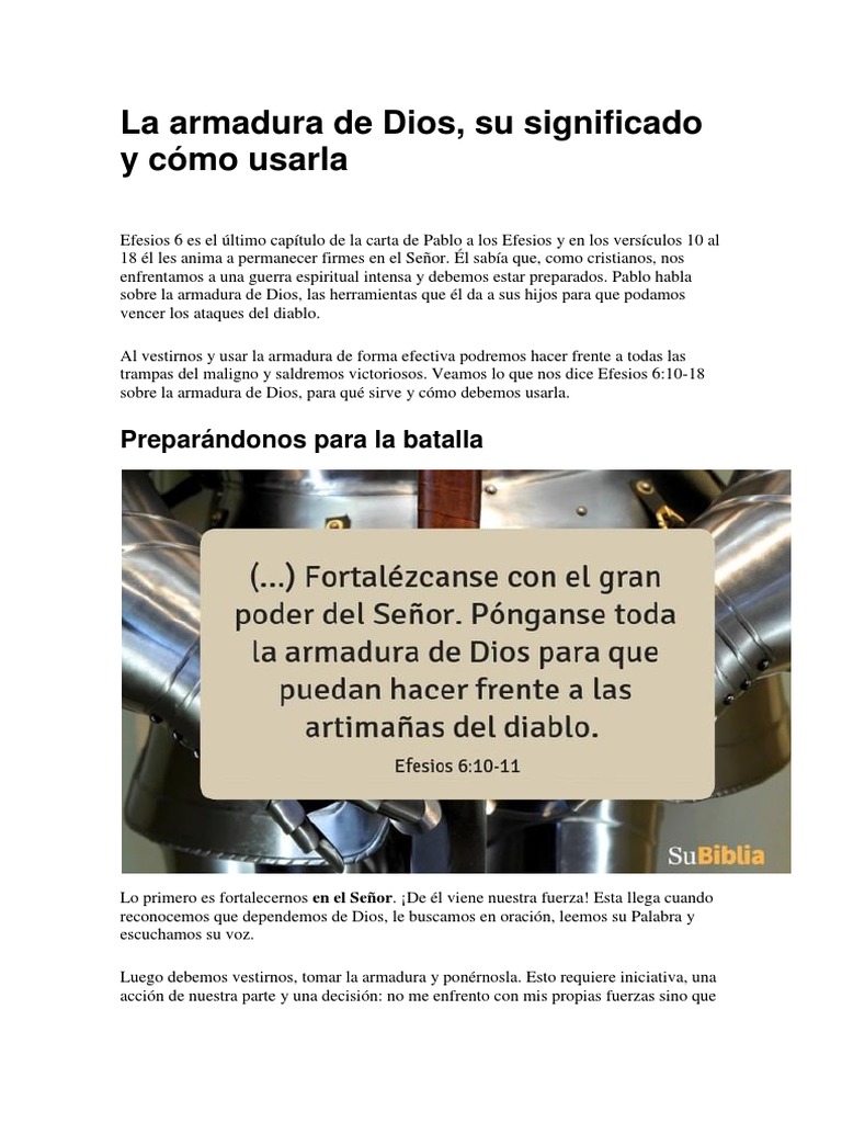 Significado y uso de la armadura de Dios | PDF | Diablo | Fe