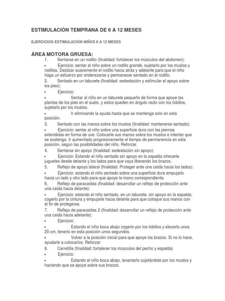 Ejercicios de Estimulación para Bebés 6-12 Meses | PDF | Hombro ...