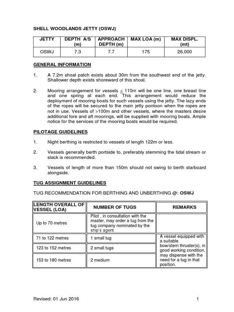 OSWJ Jetty Mooring and Pilotage Guide | PDF