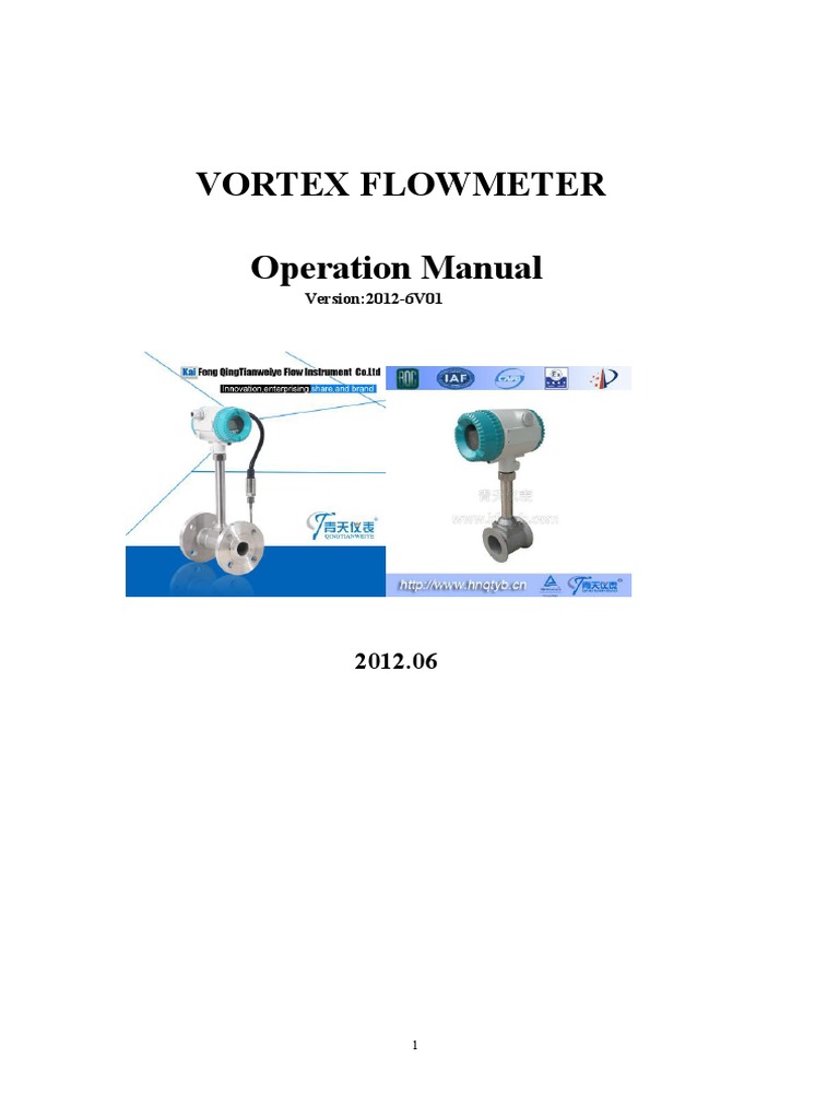 Vortex Flowmeter Operation Manual | PDF | Flow Measurement | Power Supply