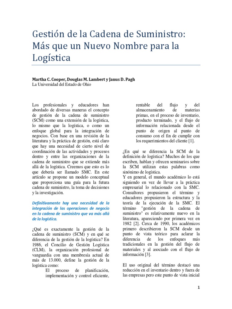 Gestión de la Cadena de Suministro SCM | PDF | Logística | Marketing