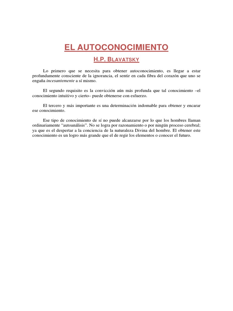 Claves para el Autoconocimiento Verdadero | PDF | Epistemología ...