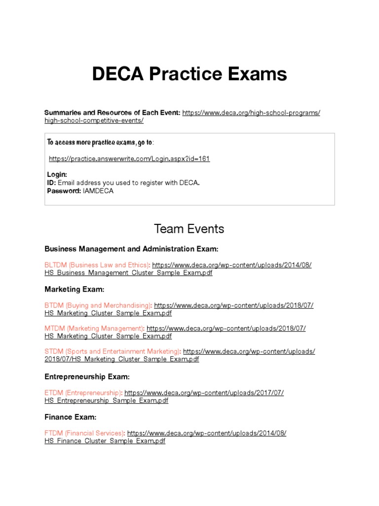 Business Exams