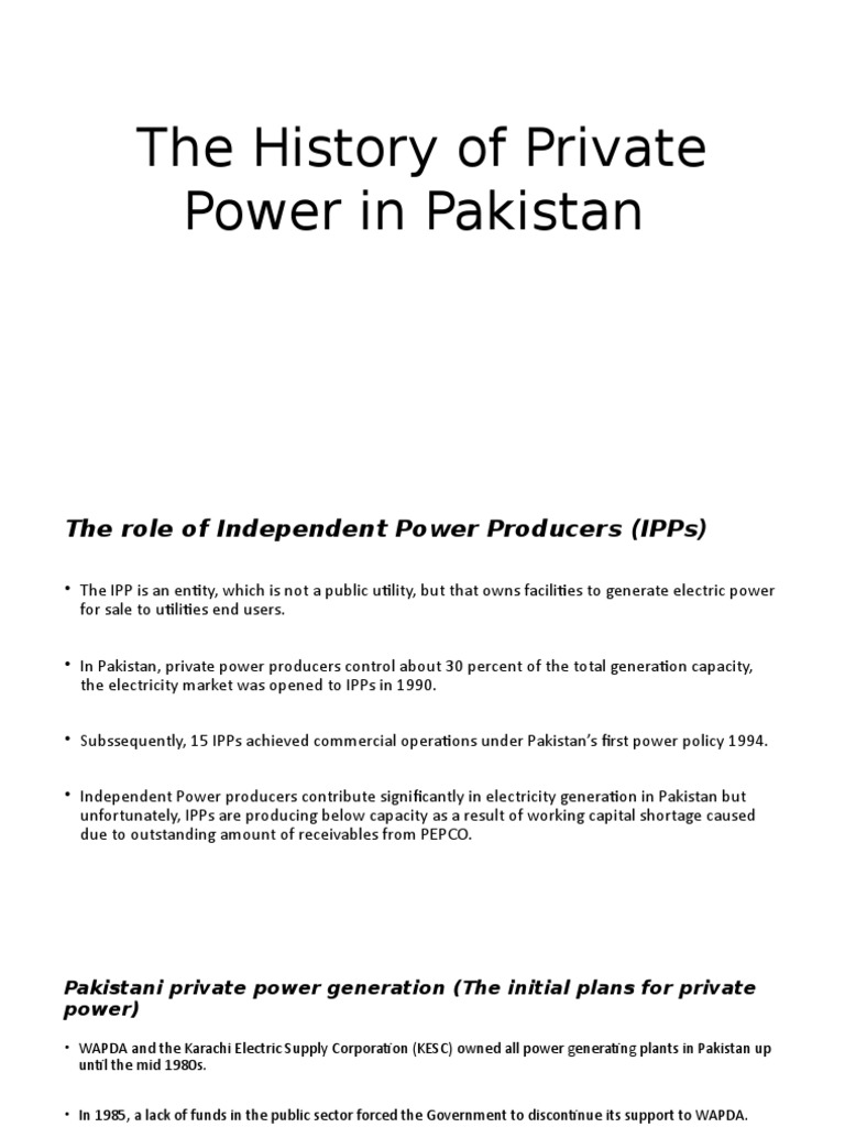History of IPPs in Pakistan | PDF | Electricity Generation | Electric Power