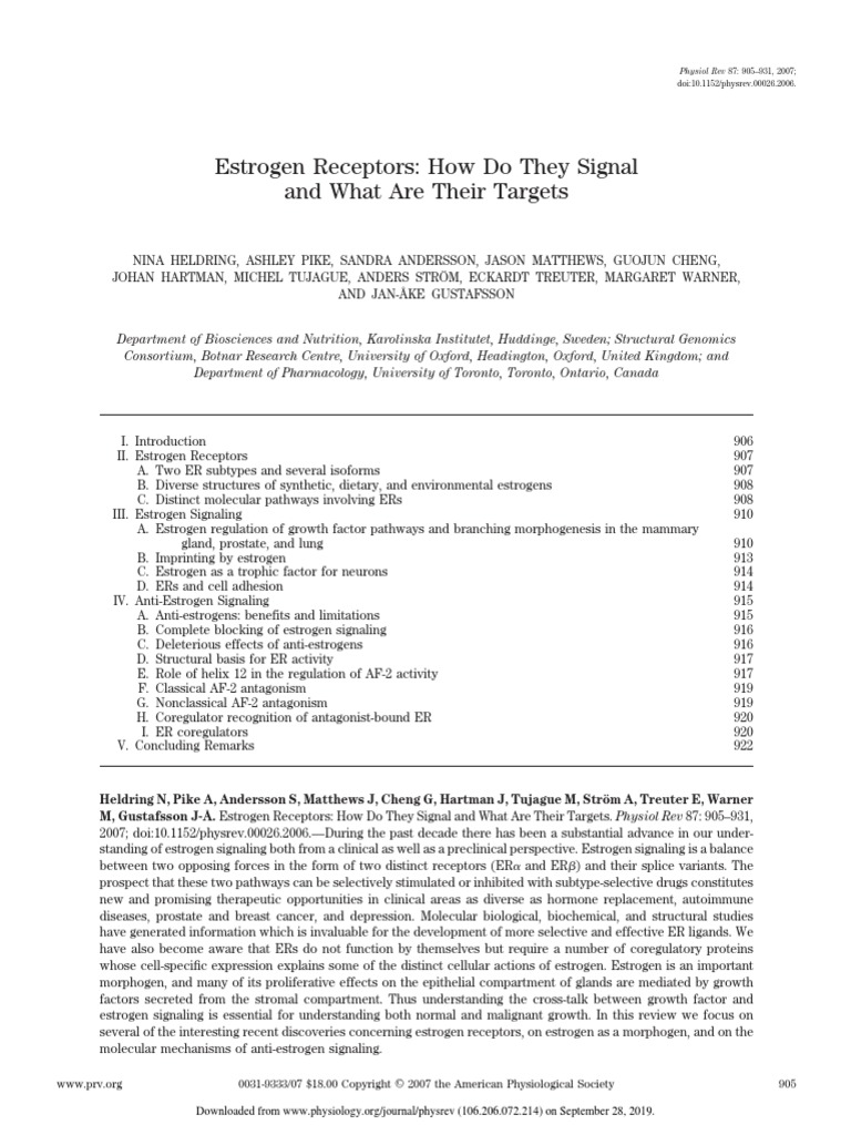 Estrogen Receptors | PDF | Signal Transduction | Epidermal Growth ...