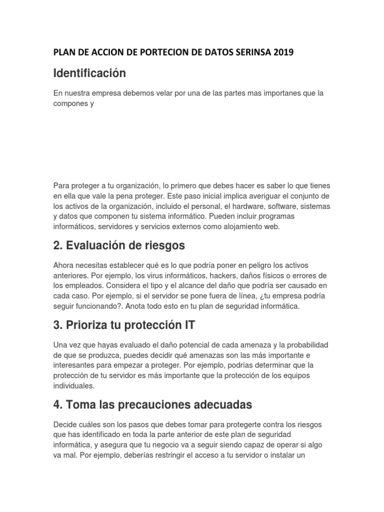 Plan de Seguridad Informática 2019 | PDF | La seguridad informática ...