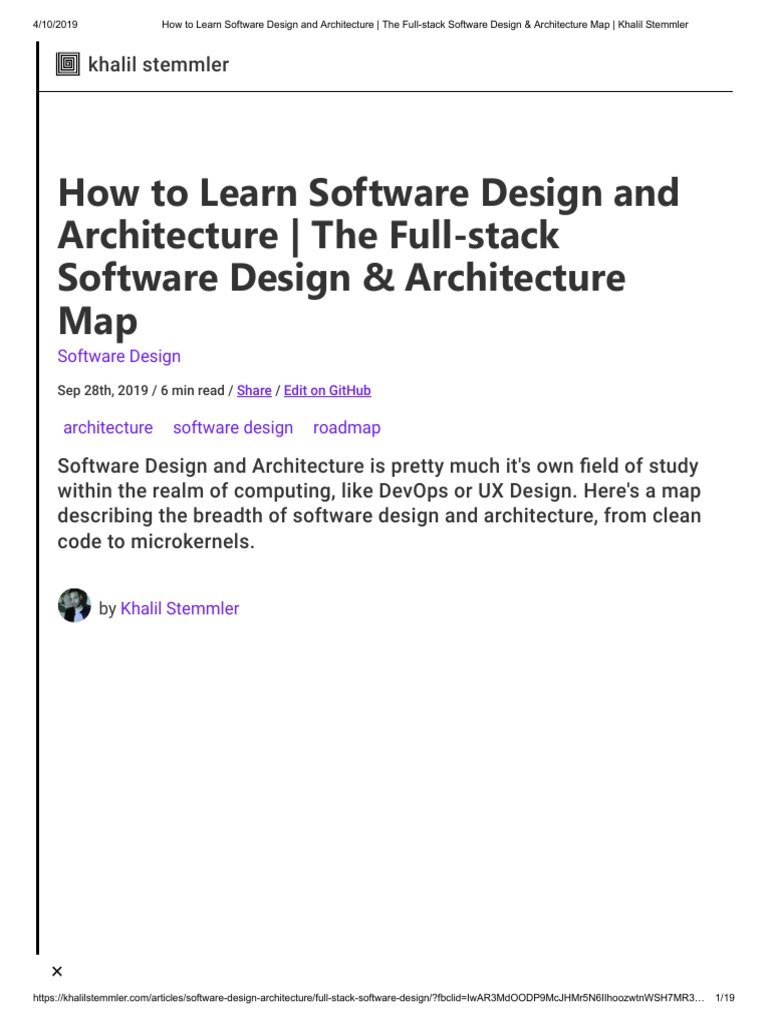 How To Learn Software Design And Architecture The Full Stack Software Design Architecture Map Khalil Stemmler Software Design Pattern Design