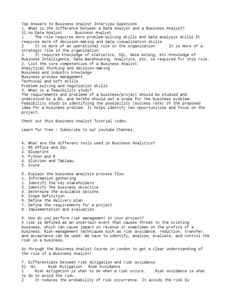 Business Analyst Interview Guide | PDF | Software Development Process ...