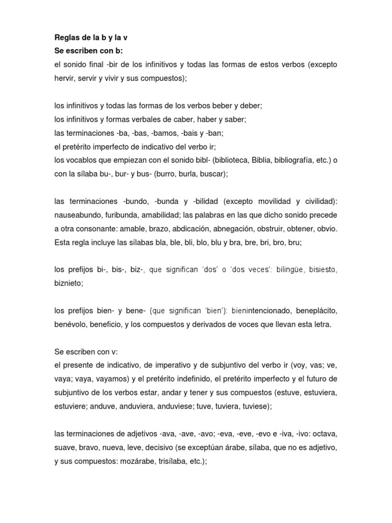 Reglas de La B y La V | PDF | Verbo | Idiomas