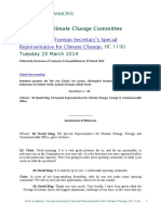 Oral Evidence, Sir David King, Before the Energy and Climate Change Committee, March 2014