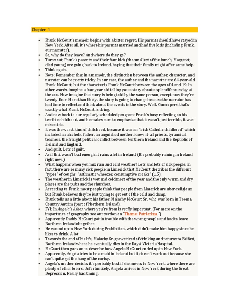 Angela's Ashes Chapter 4 Summary