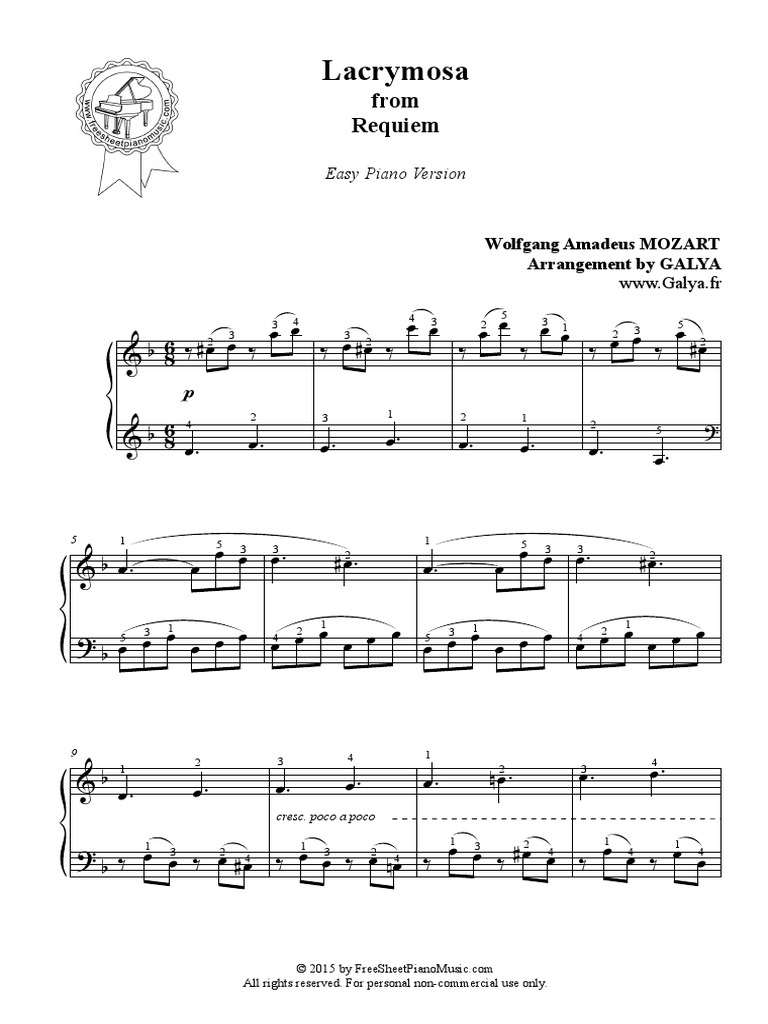 MOZART Lacrymosa PDF | PDF | Wolfgang Amadeus Mozart | Divertissement ...