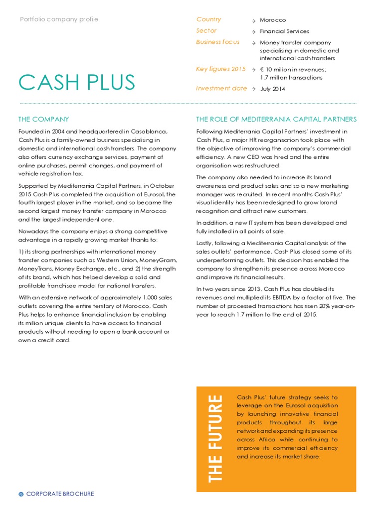 Morocco's Cash Plus grows with MCP investment | PDF | Mergers And ...