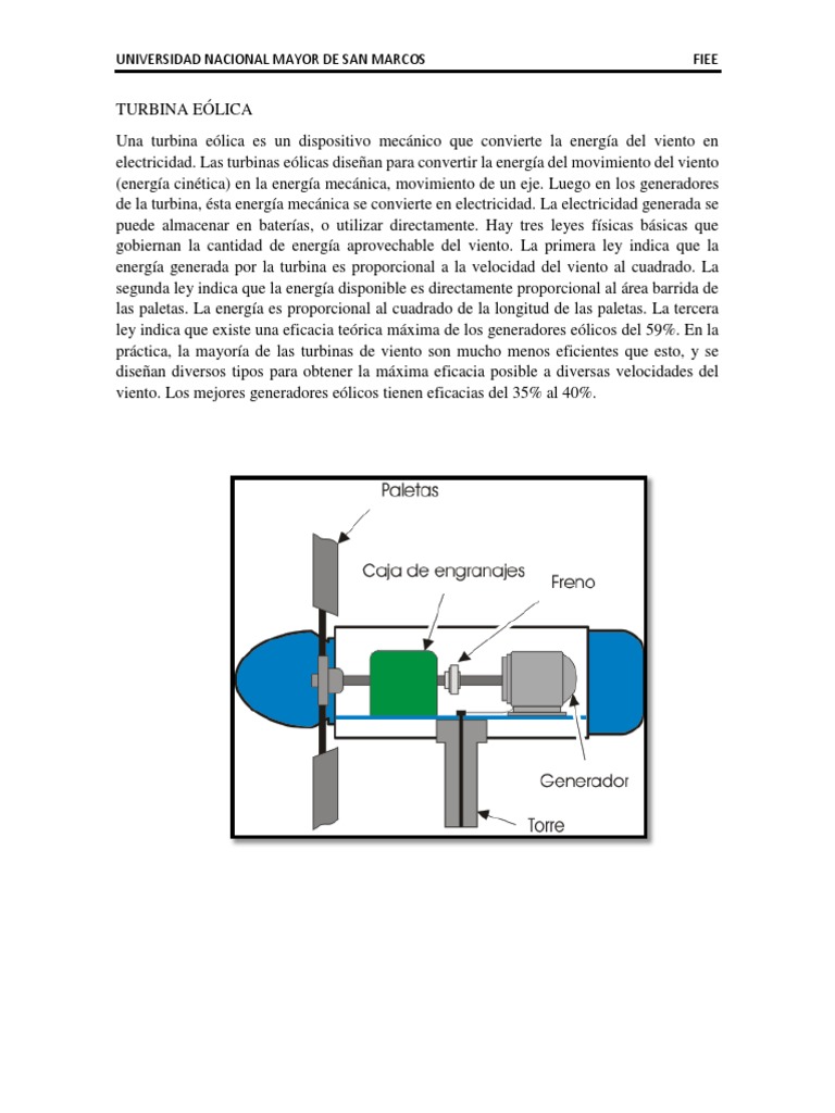 Partes y funcionamiento de turbinas eólicas | PDF | Energía eólica ...