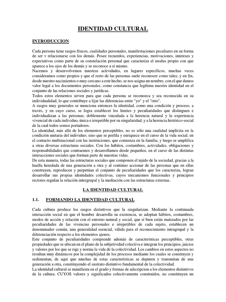 Identidad Cultural | PDF | Diversidad cultural | Derechos humanos