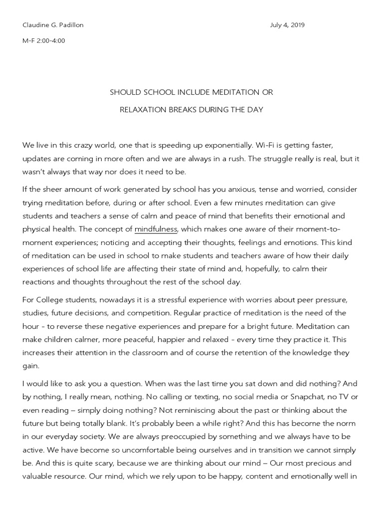 Persuasive speech on meditation image