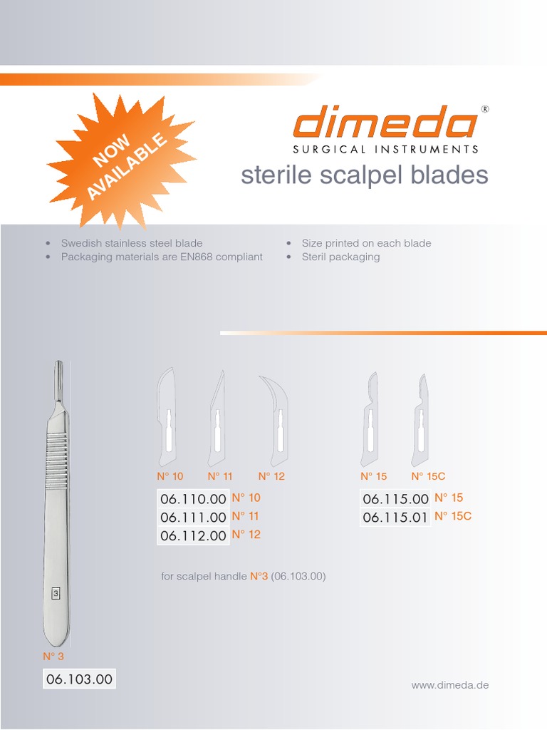 A Guide to Scalpel Blade Sizes and Associated Handles from Dimeda