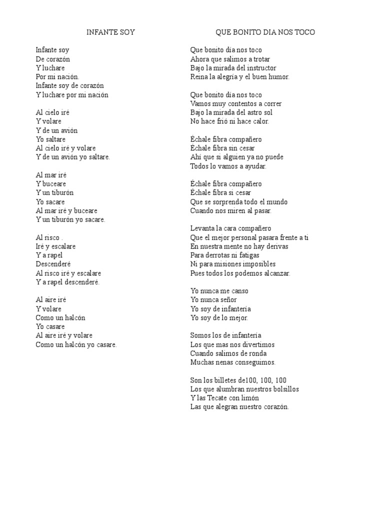 Cantos Del Infantes | PDF | El oficial al mando | Infantería, image size:768x1024
