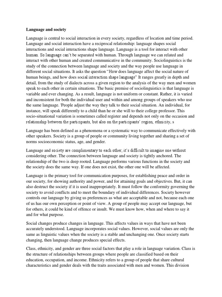 Language and Society PDF Dialect Jargon