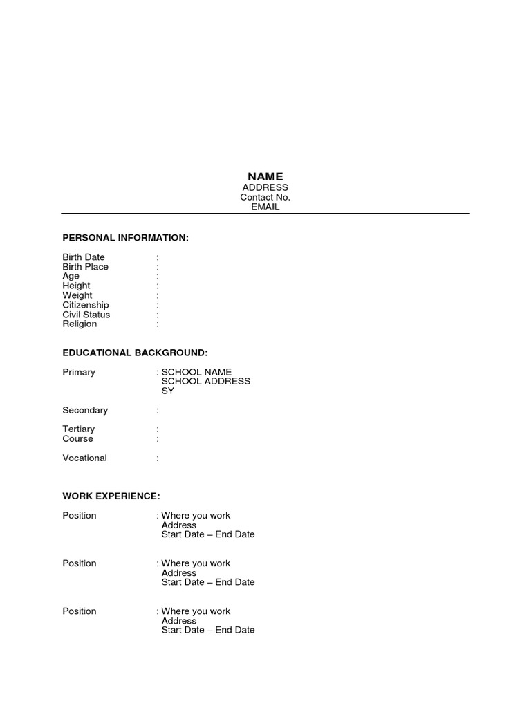Personal Resume Template | PDF