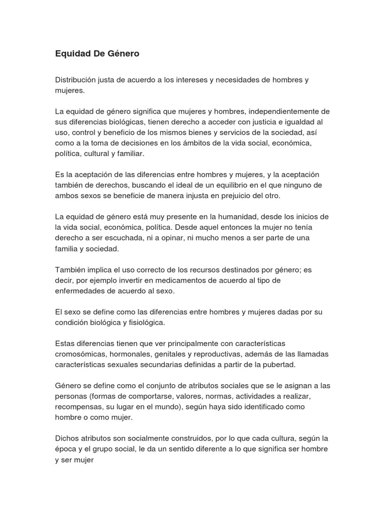 Equidad de Genero | PDF | Igualdad de género | Estudios de género