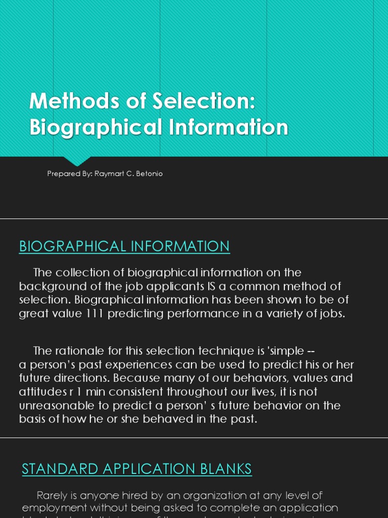 Effective Biographical Selection Methods | PDF | Interview | Employment