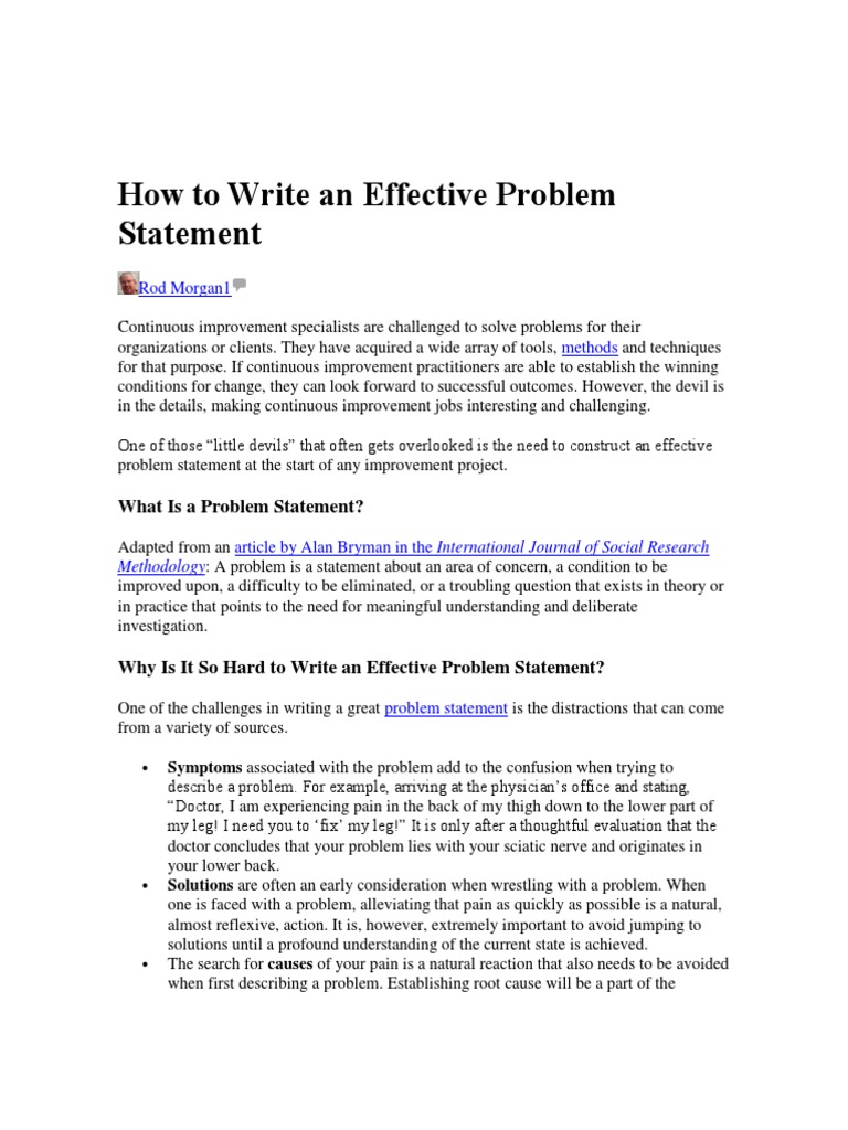 How To Write A Problem Statement | Download Free PDF | Call Centre ...