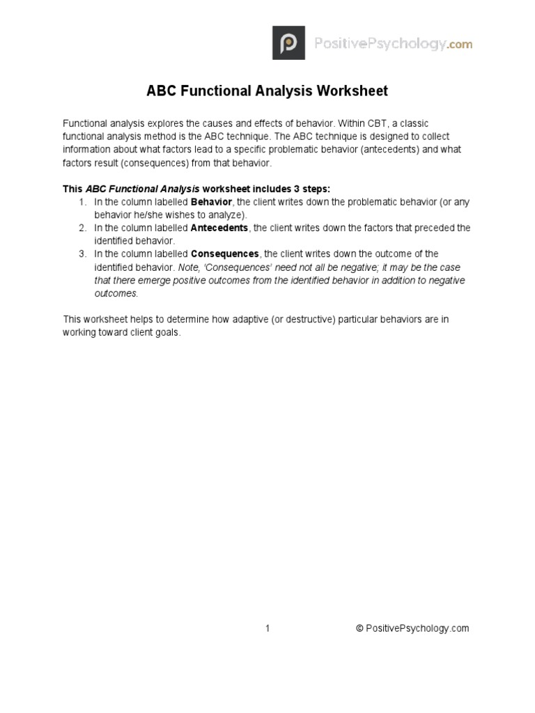 ABC Functional Analysis Worksheet | PDF