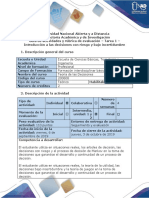 GuÃ A de Actividades y Rãºbrica de Evaluaciã N - Tarea 1 - IntroducciÃ N A Las Decisiones Con Riesgo y Bajo Incertidumbre