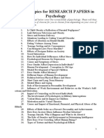 List of Topics For RESEARCH PAPERS in Psychology