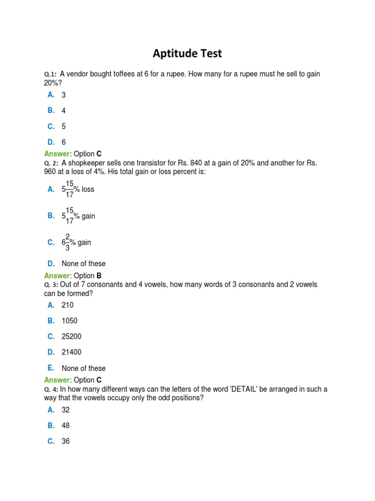 Aptitude Test Questions and Answers | PDF | Business