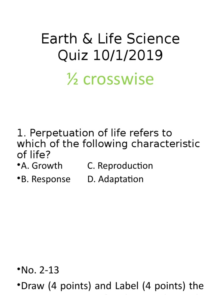 Earth & Life Science Quiz 10/1/2019 Crosswise PDF