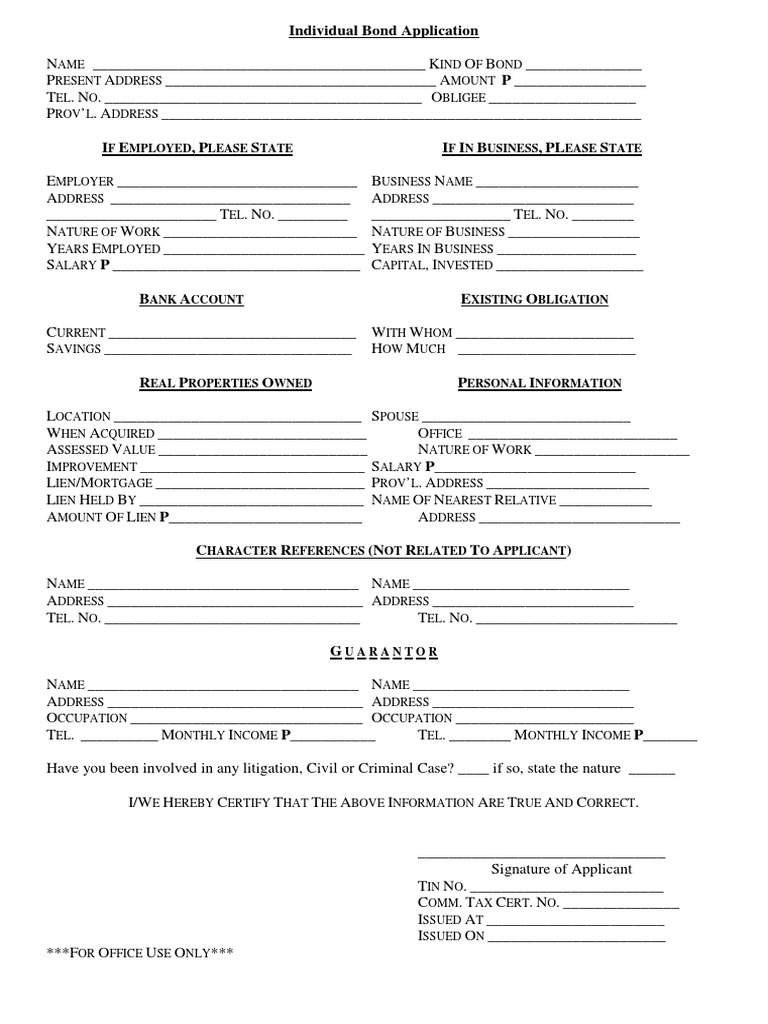 Individual Bond Application | PDF | Taxation | Payments