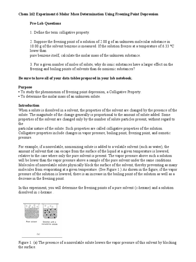 Lab 6 Freezing Point Depression(1) Solution Chemistry