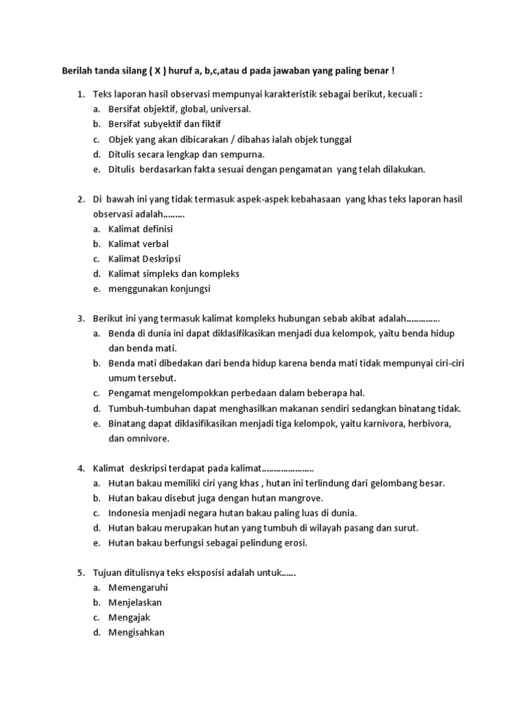 Uts B Indonesia Ganjil Kelas 10