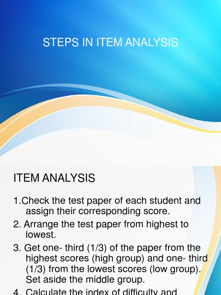 Item Analysis Steps and Procedures | PDF | Evaluation Methods | Tests