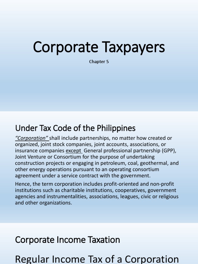 Corporate Income Tax in the Philippines | PDF | Capital Gains Tax ...