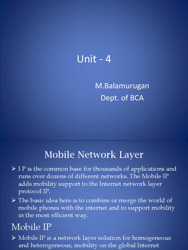 Mobile Network Layer - Key Concepts and Entities | PDF