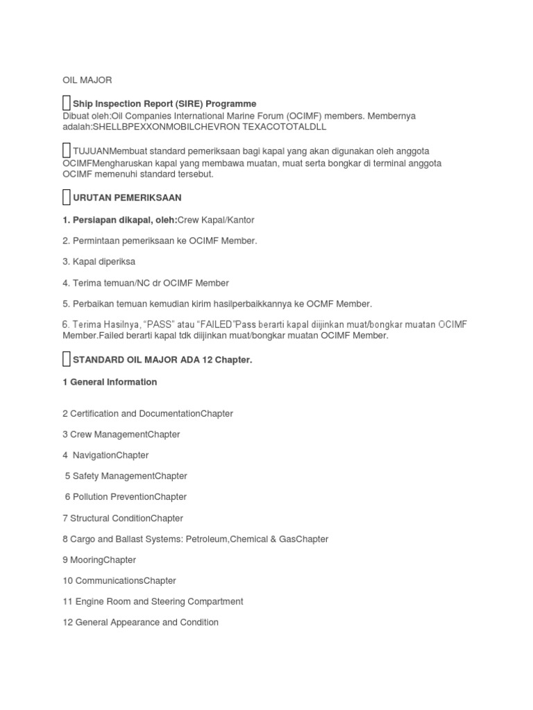 Program Inspeksi Kapal SIRE OCIMF | PDF | Komputer | Teknologi & Rekayasa